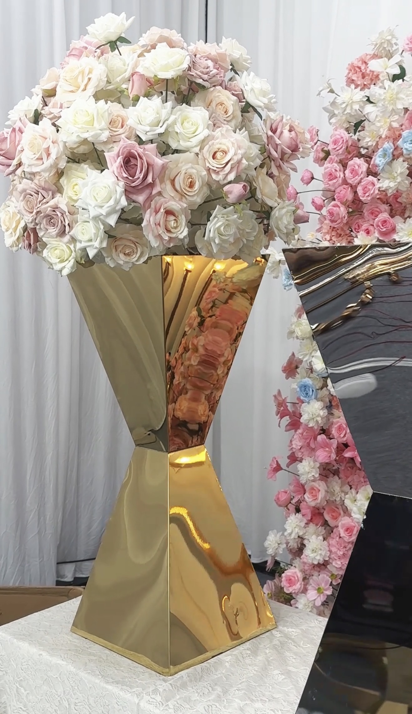 Gold Flower Pedestal or Cake Stand Set of 6